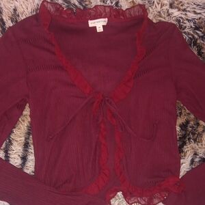 EARTHBOUND Maroon Ruffled Top